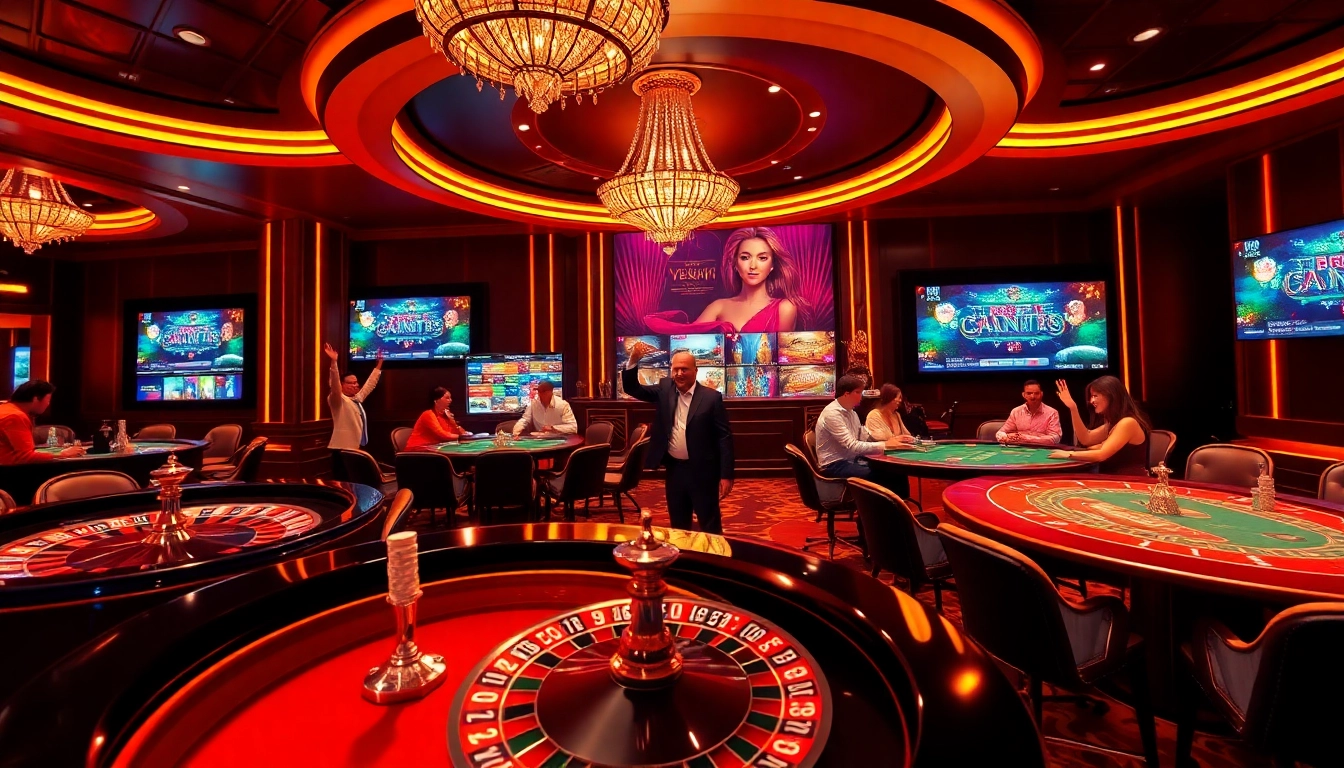 A lively casino scene featuring players enjoying games at 789win.gg, showcasing excitement and winning moments.