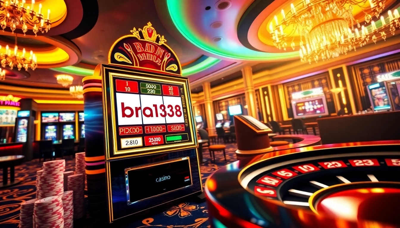 Engage with the thrilling world of bro138 slot machines in a luxurious casino setting.