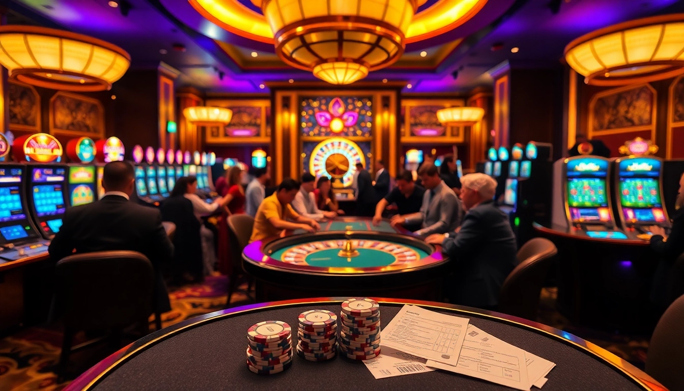 Engaging players in a thrilling high-stakes poker game at https://go88vn.digital/ casino with vibrant lights.